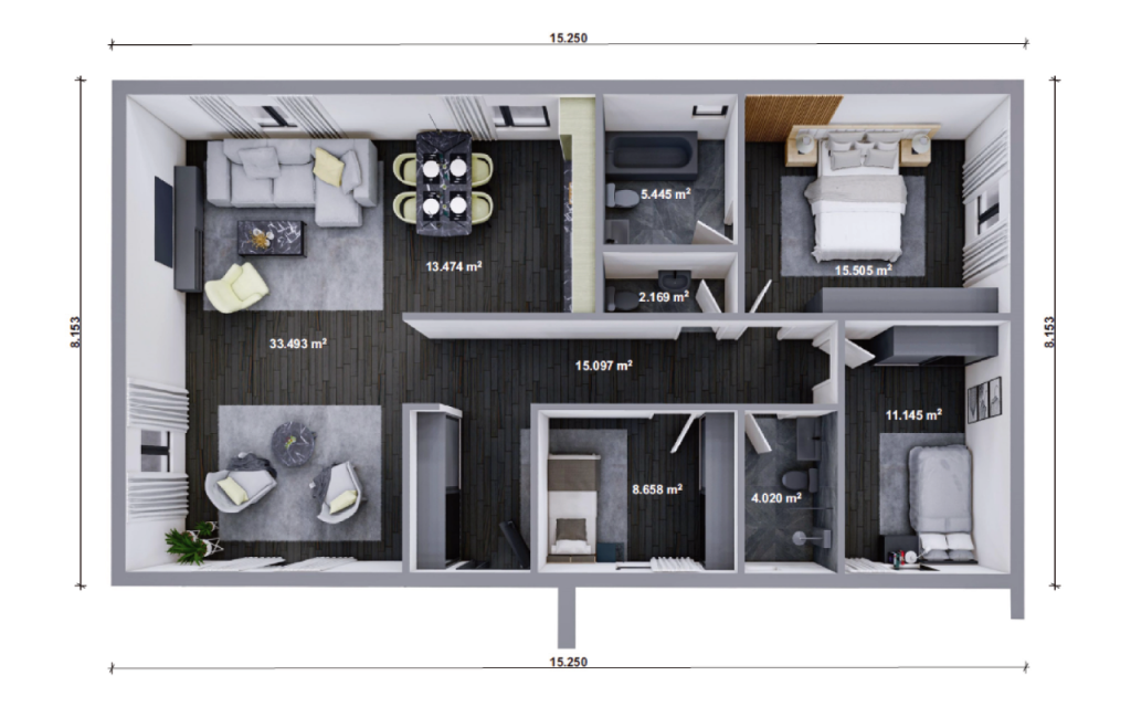 Unsere Haeuser - Bungalow bsp 03 Plan