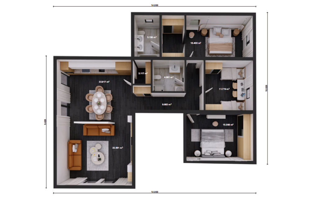 Unsere Haeuser - Bungalow bsp 04 Plan