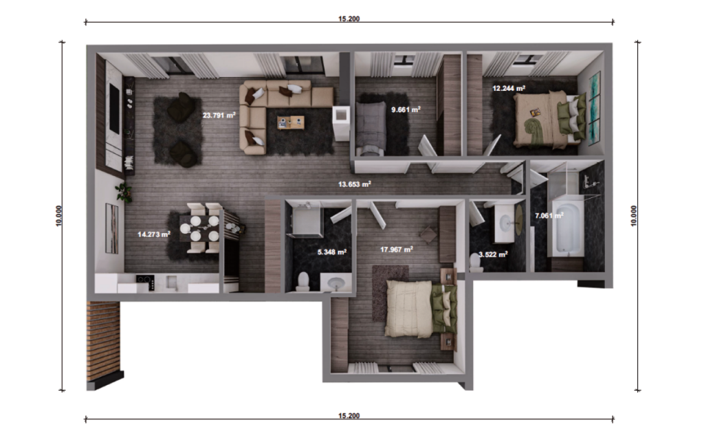 Unsere Haeuser - Bungalow bsp 06 Plan