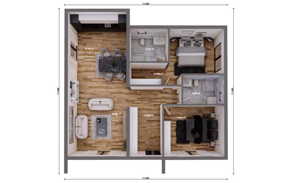 Unsere Haeuser - Bungalow bsp 08 Plan